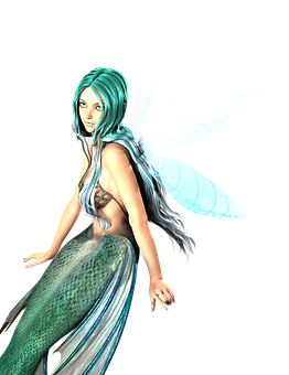 Fantasy_ Mermaid_with_ Wings PNG with transparent background
