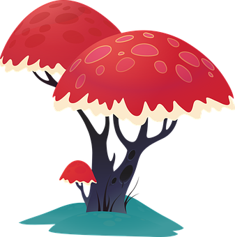 Fantasy Mushroom Trees Illustration