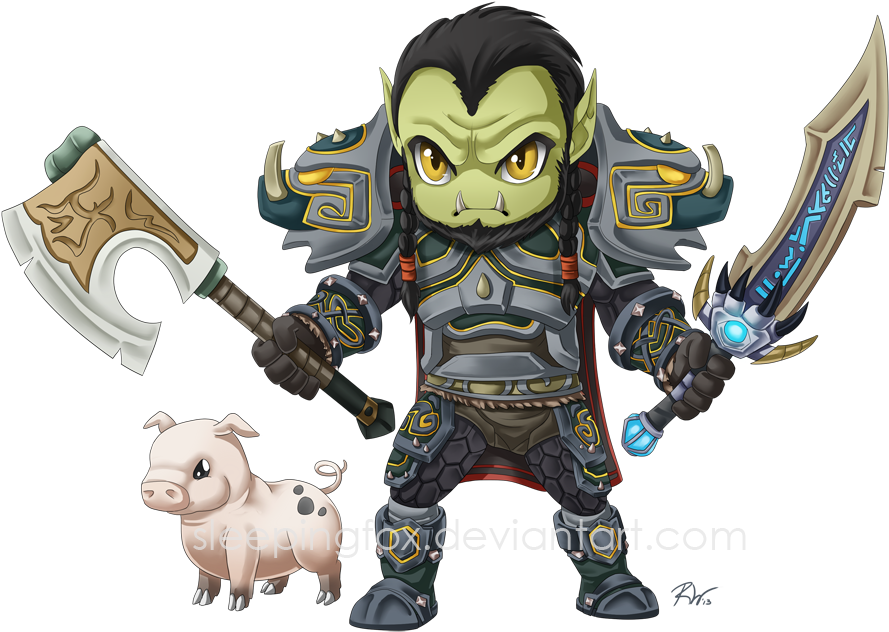 Fantasy Orc Warriorand Piglet