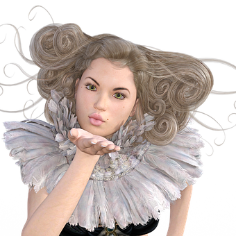 Fantasy Portrait Blowing Kiss PNG with transparent background