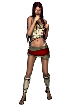 Fantasy Styled Characterwith Red Hair PNG with transparent background
