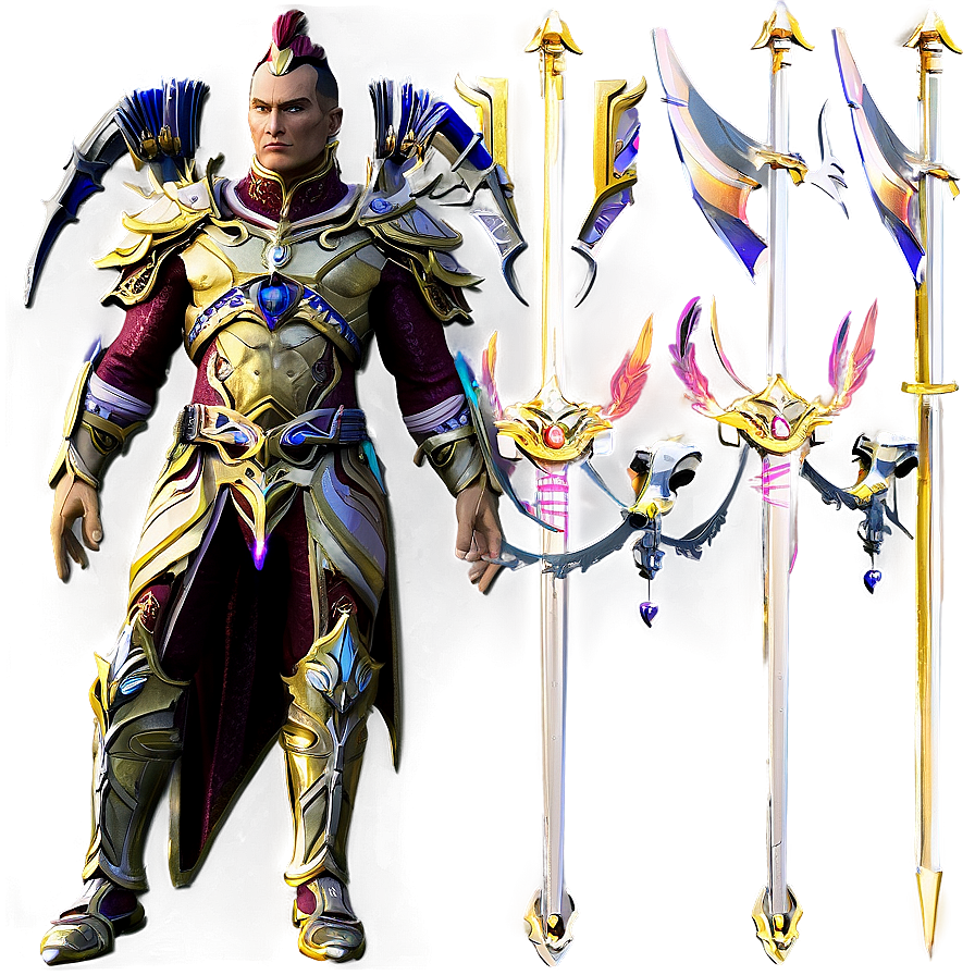 Fantasy Warrior And Weapons Illustration PNG image with a transparent background, free high-resolution download