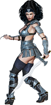 Fantasy Warrior Woman Armor PNG with transparent background