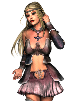 Fantasy Warrior Woman Artwork PNG with transparent background