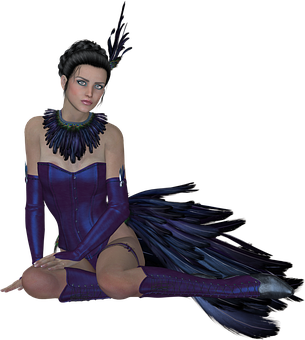 Fantasy Womanin Blue Costume