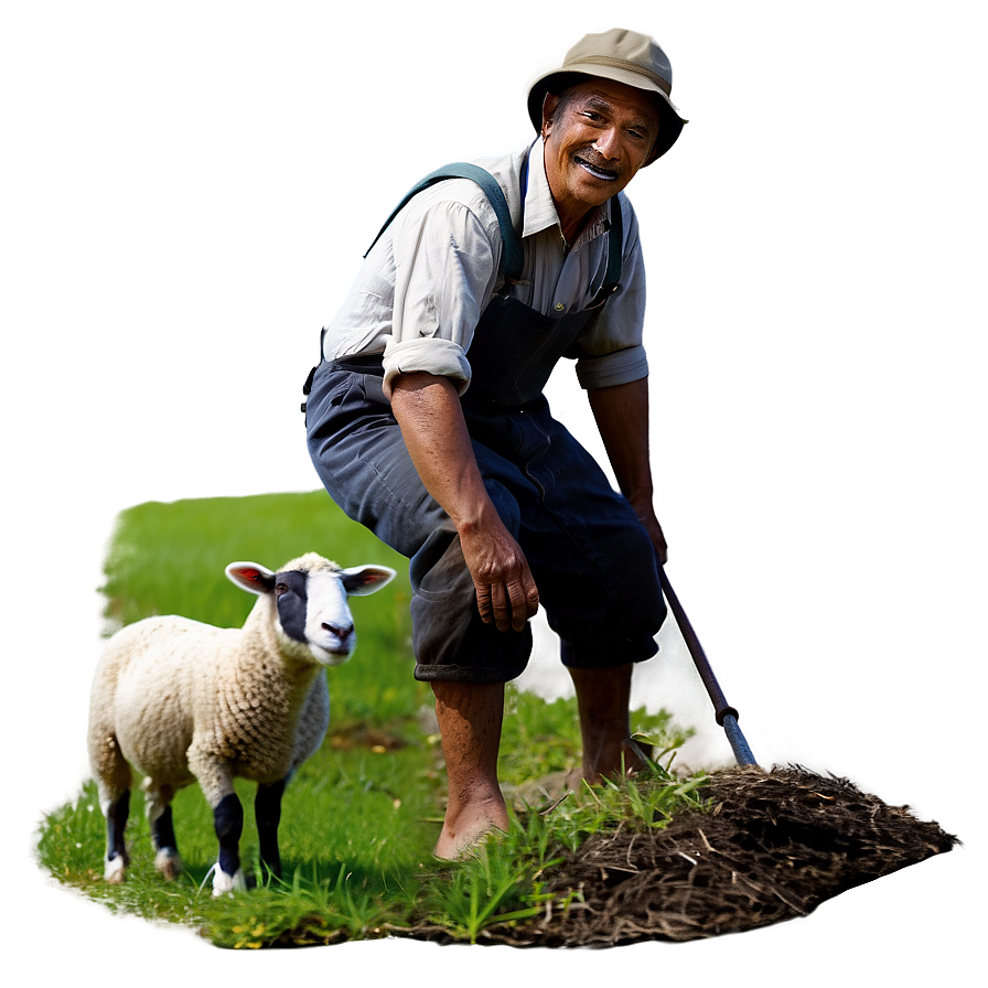 Farmer And Sheep Png 05242024