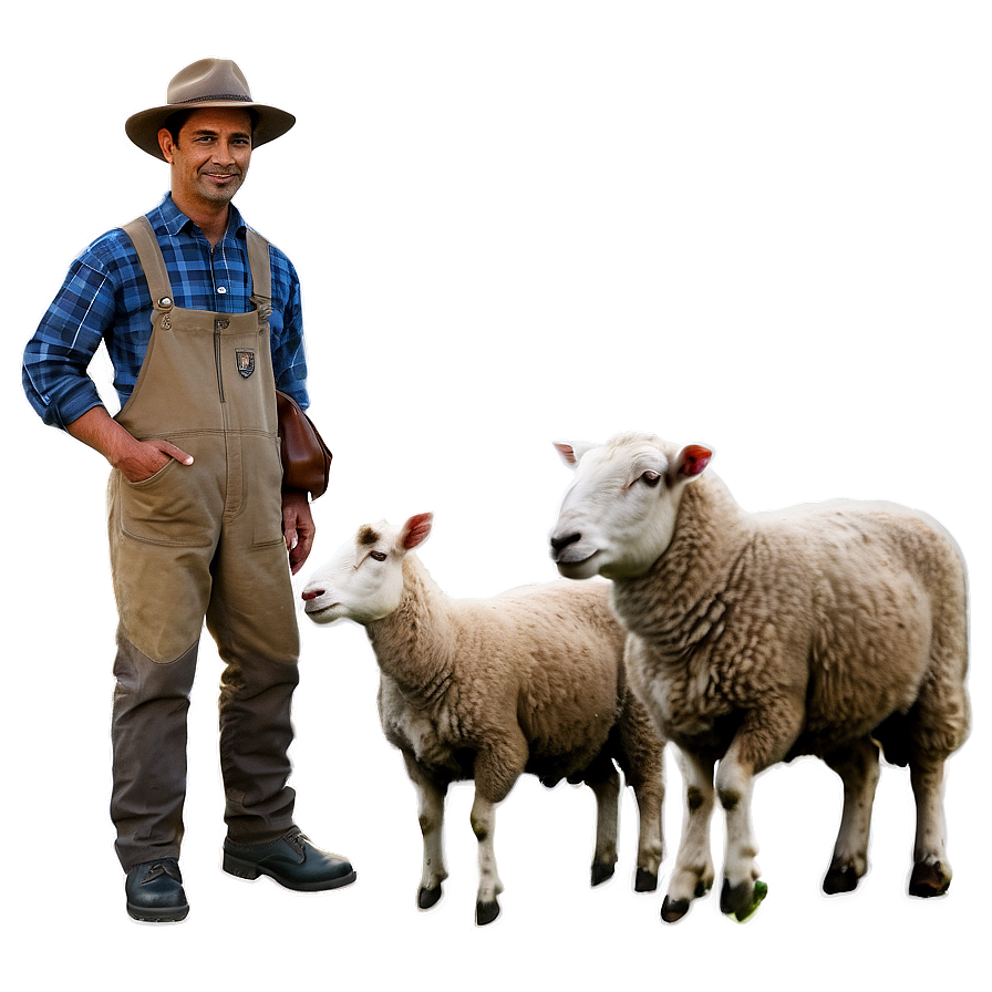 Farmer And Sheep Png 05242024