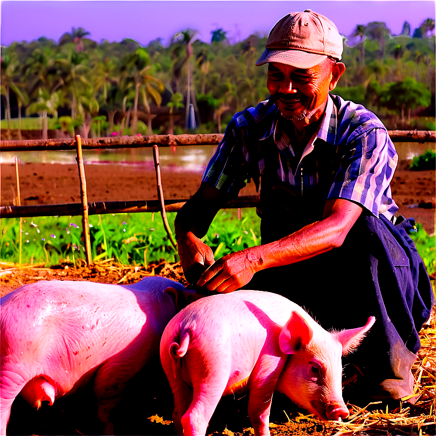 Farmer Feeding Pigs Png 05242024