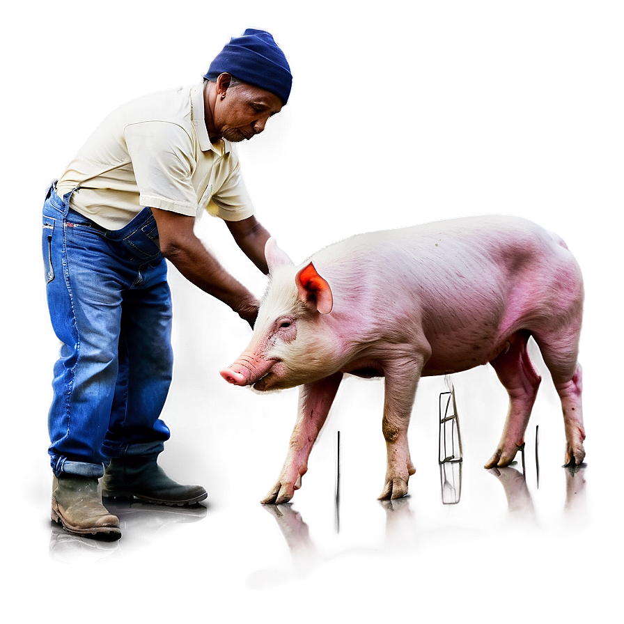 Farmer Feeding Pigs Png Uoc