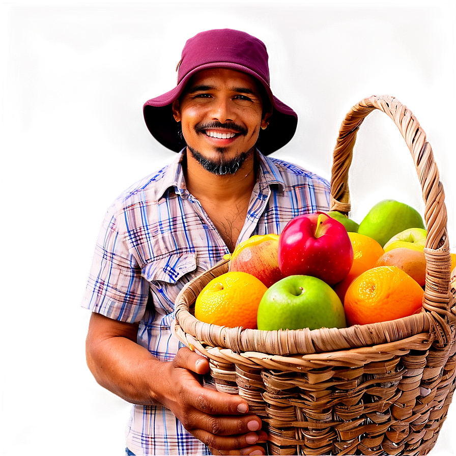 Farmer With Fruit Basket Png 05242024