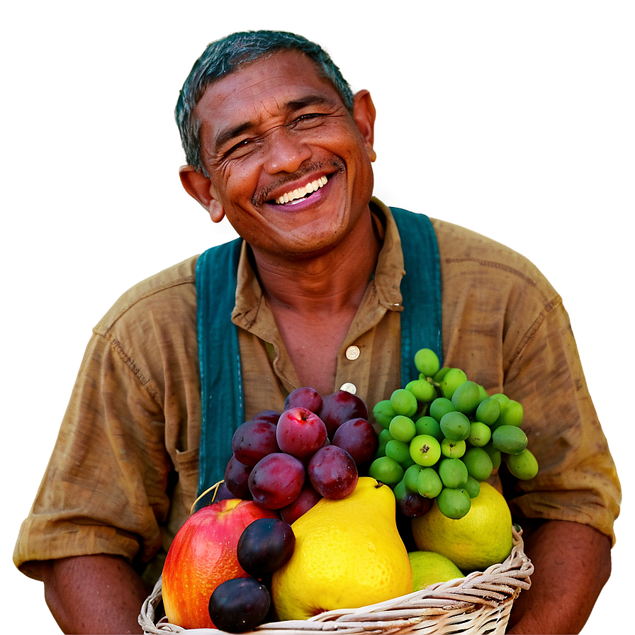 Farmer With Fruit Basket Png 22