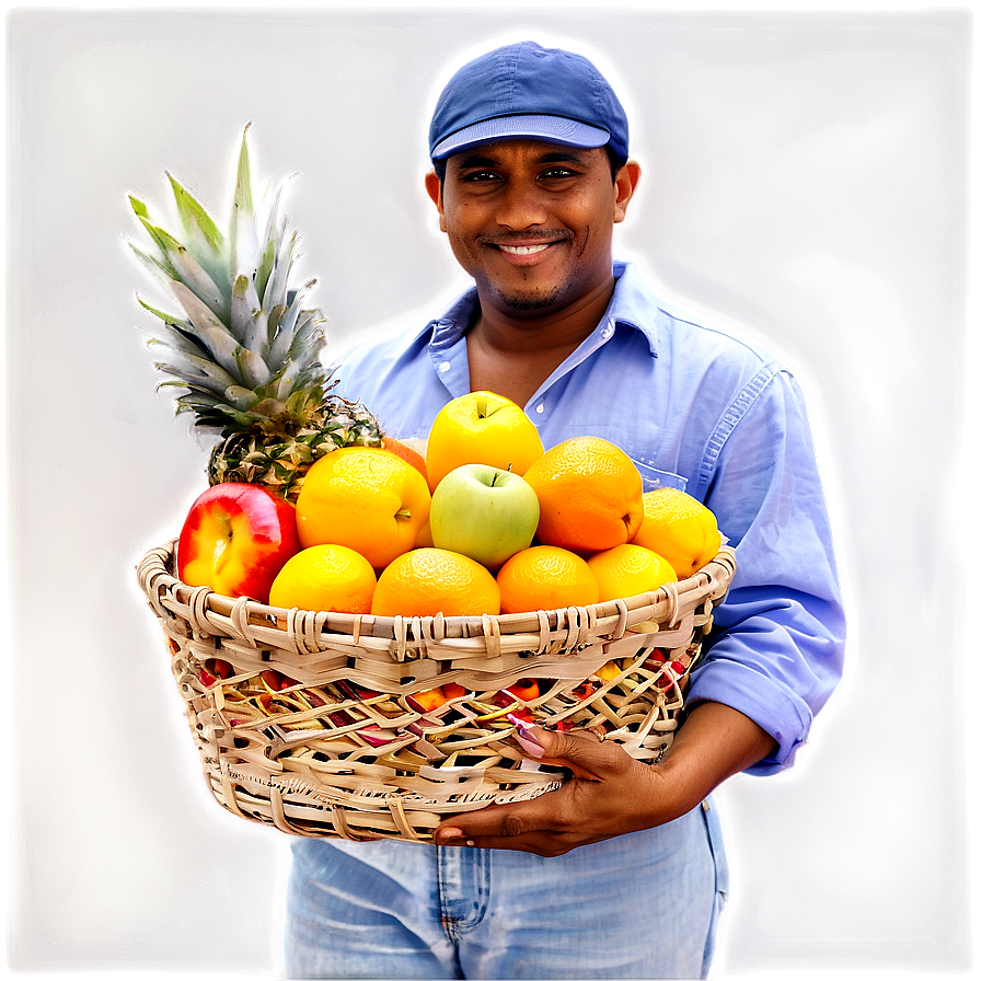 Farmer With Fruit Basket Png Nkt