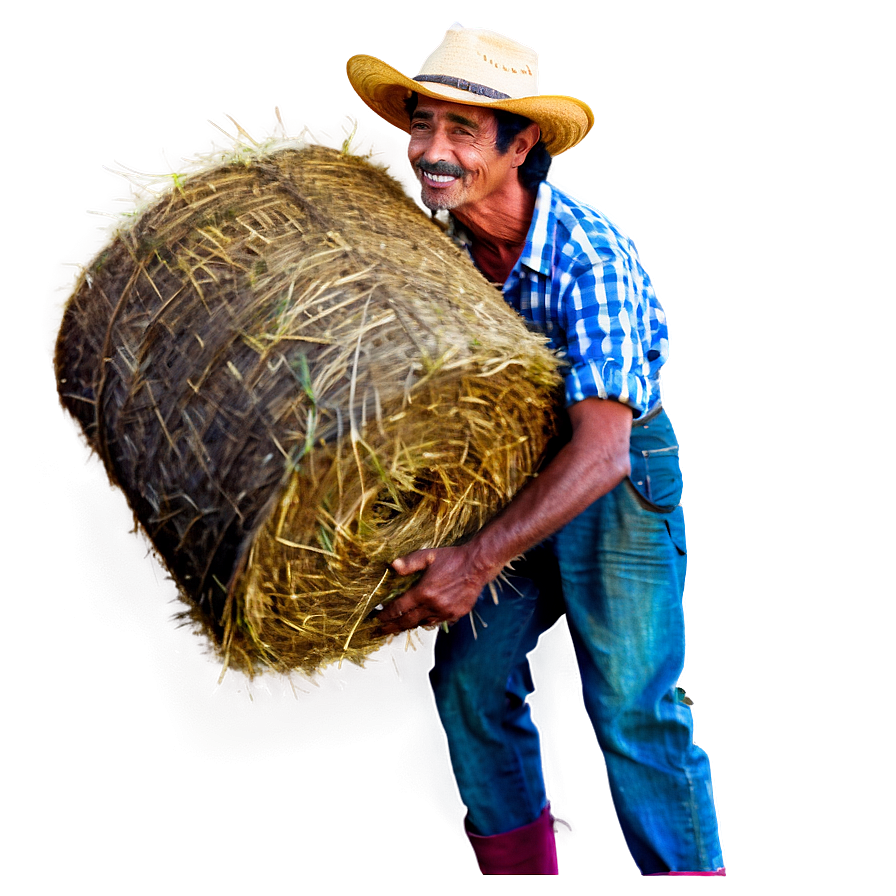 Farmer With Hay Bale Png 05242024