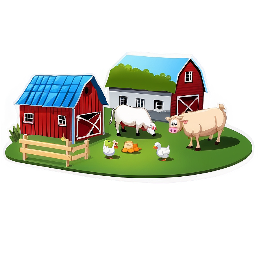 Farmyard With Animals Png Rvw35