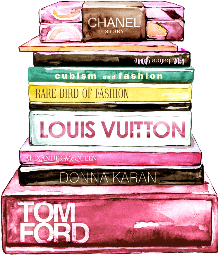 Fashion Designer Book Stack Watercolor