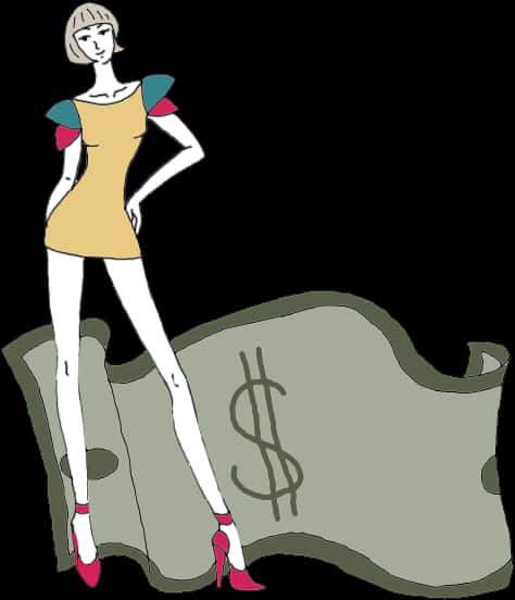 Fashionable Figureon Money Carpet PNG with transparent background