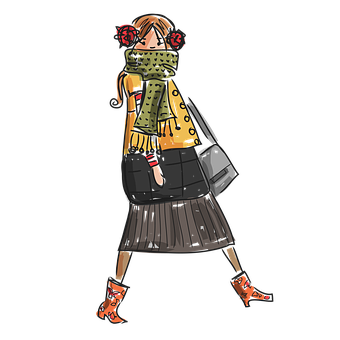 Fashionable Sketchof Woman Walking PNG with transparent background