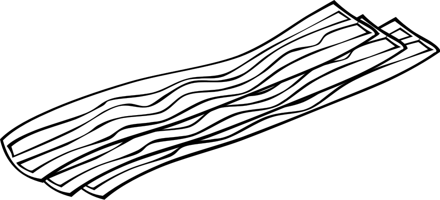 Fast Food, Breakfast, Bacon Svg Clip Arts - Bacon Black And White Clipart, HD Png Download PNG with transparent background