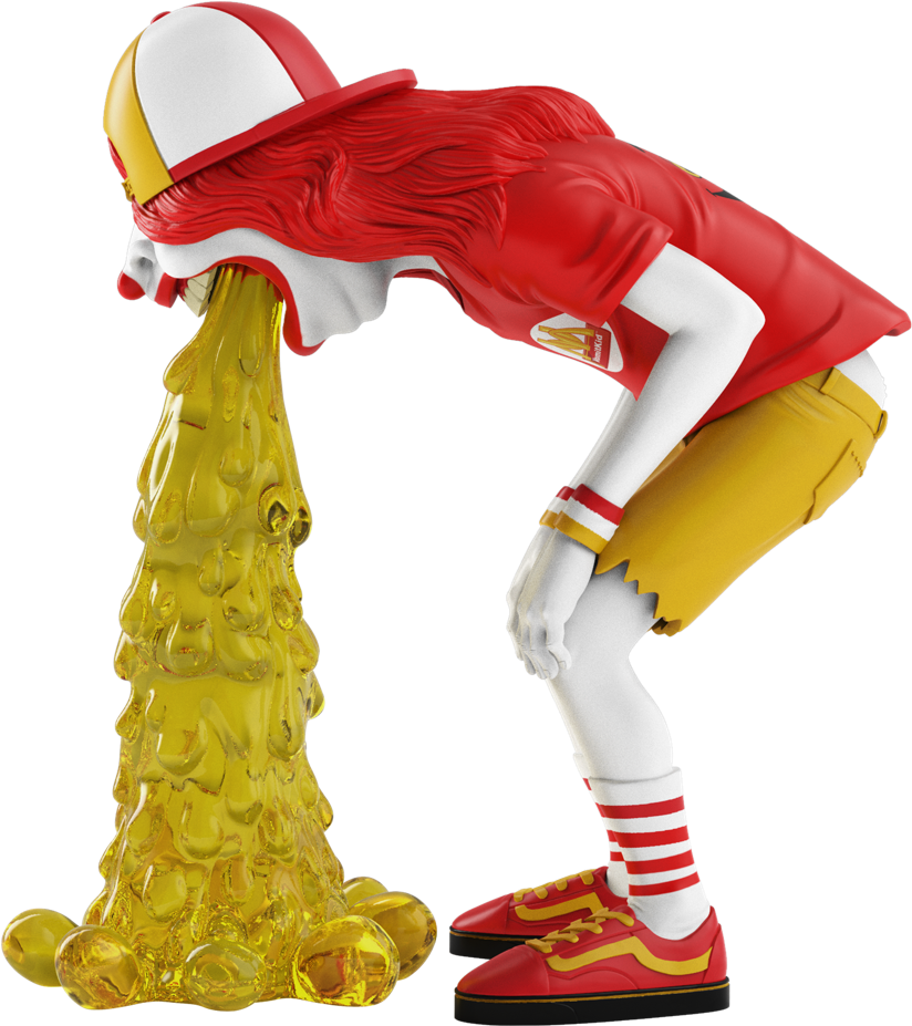 Fast Food Character Vomiting PNG with transparent background