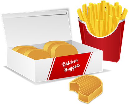 Fast Food Chicken Nuggetsand Fries PNG with transparent background