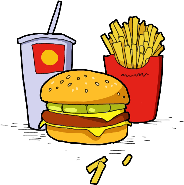 Fast Food Combo Cartoon Illustration