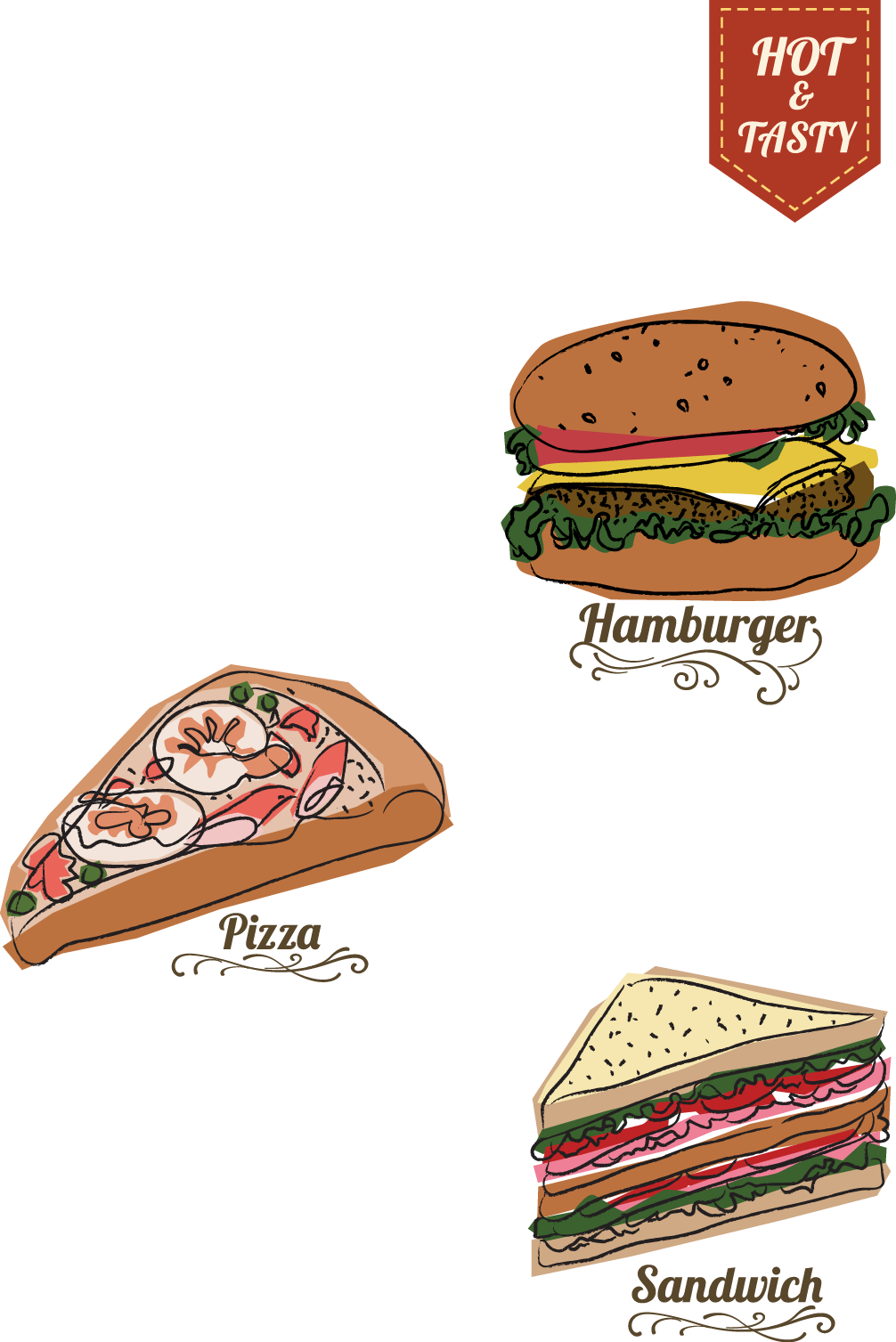 Fast Food Favorites Illustration PNG with transparent background