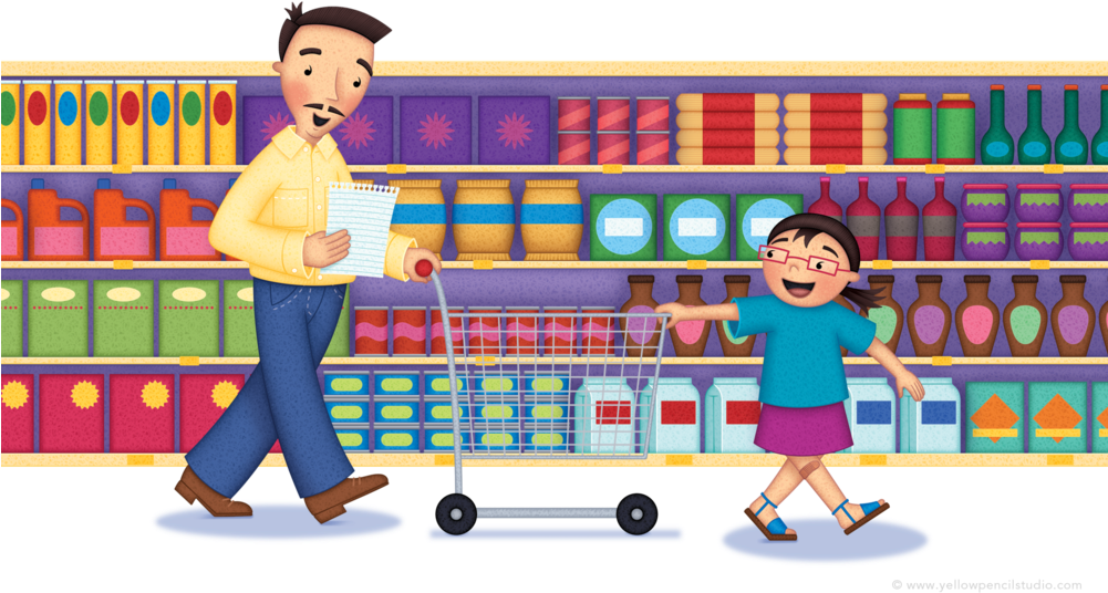 Father Daughter Shopping Trip PNG with transparent background