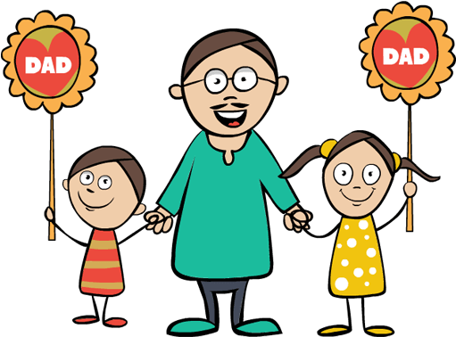 Fathers Day Celebration Cartoon Family PNG with transparent background