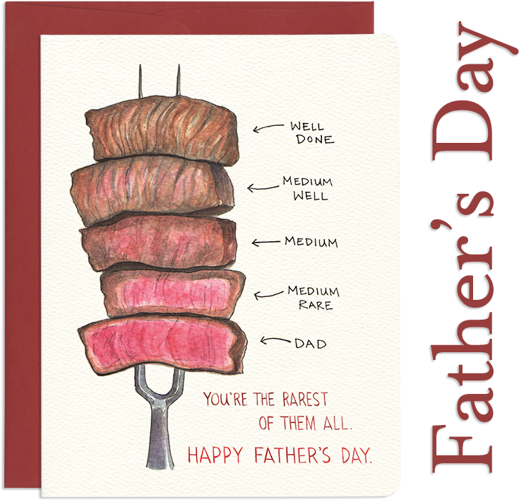 Fathers Day Steak Doneness Card PNG with transparent background