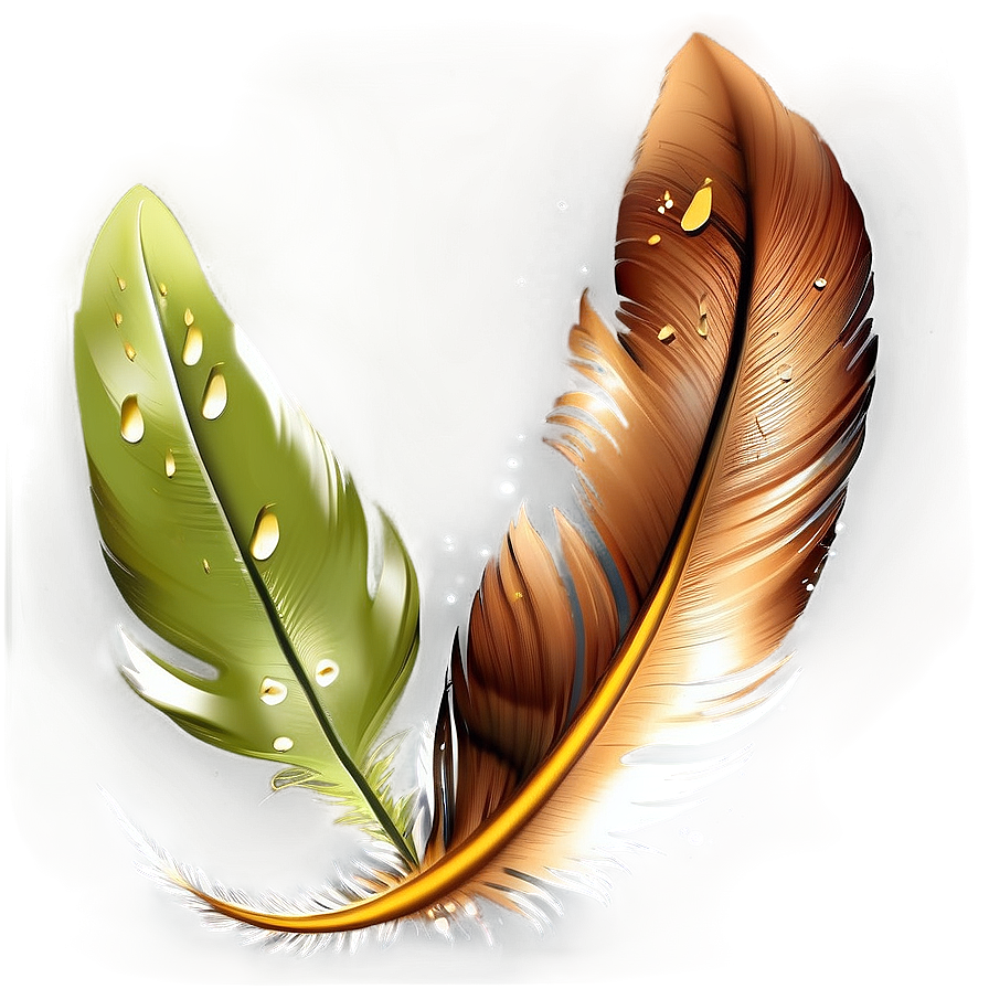 Feather With Dew Drops Png Ech