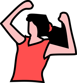 Female Athlete Silhouette Flexing Muscles PNG with transparent background