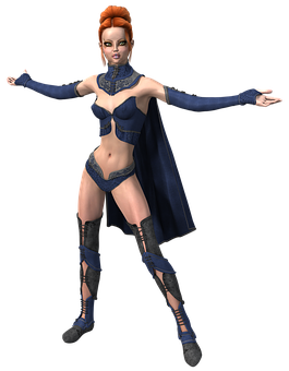 Female Characterin Blue Costume