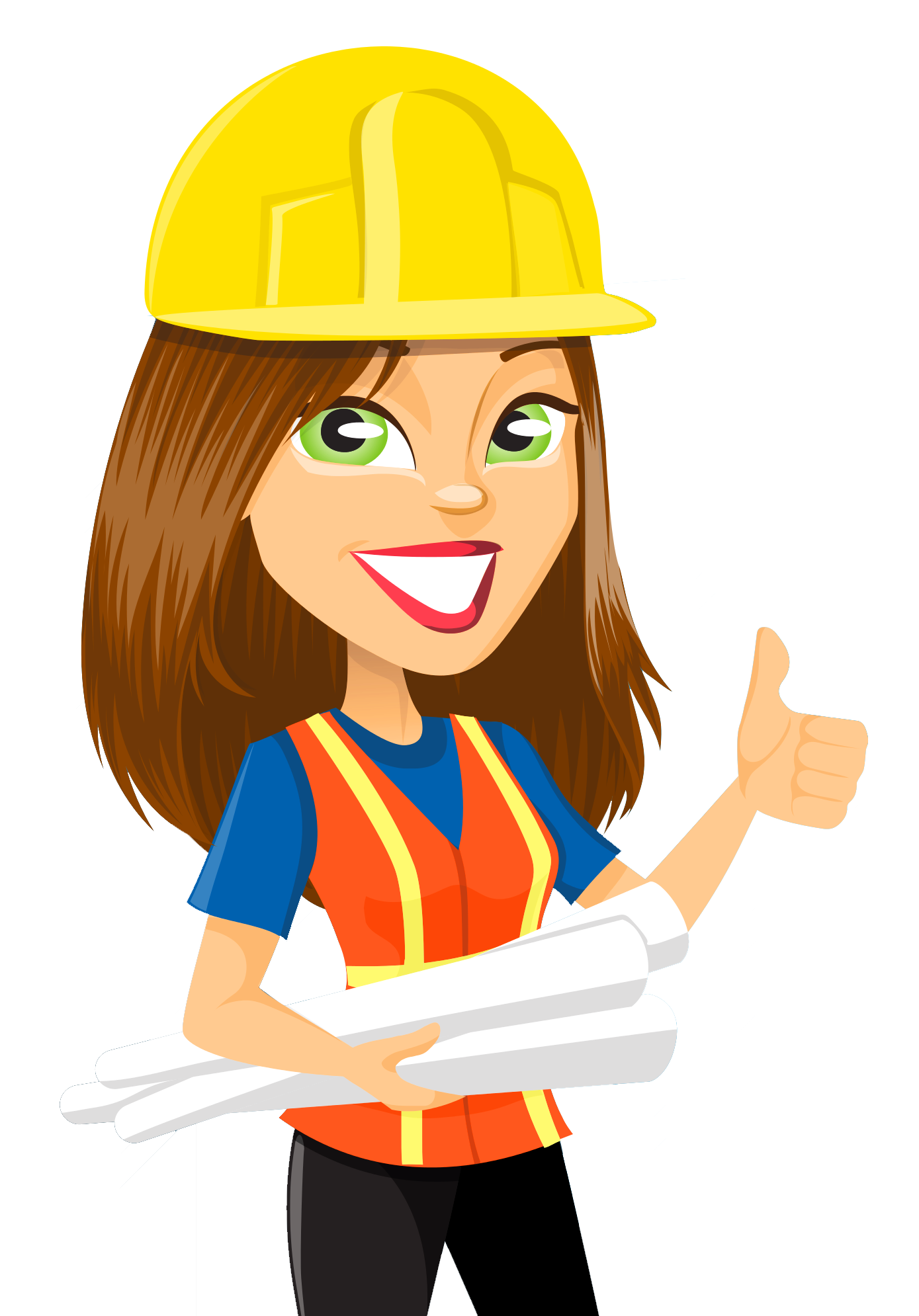 Female Construction Worker Cartoon Thumbs Up