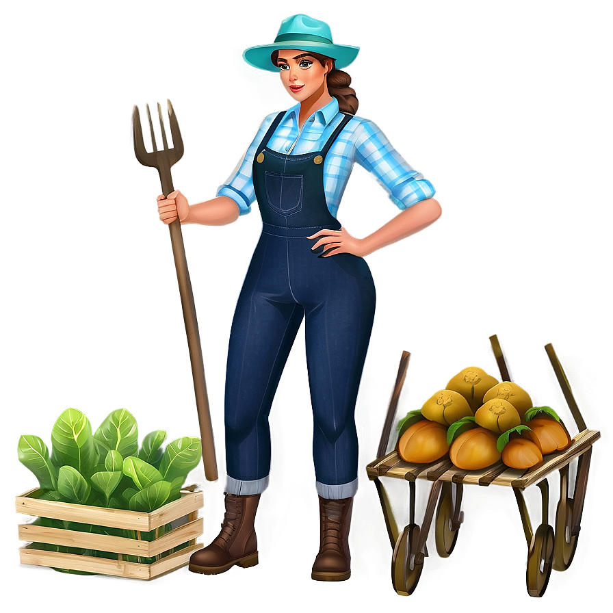 Female Farmer Character Png 05242024