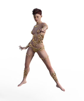 Female Fighterin Golden Attire