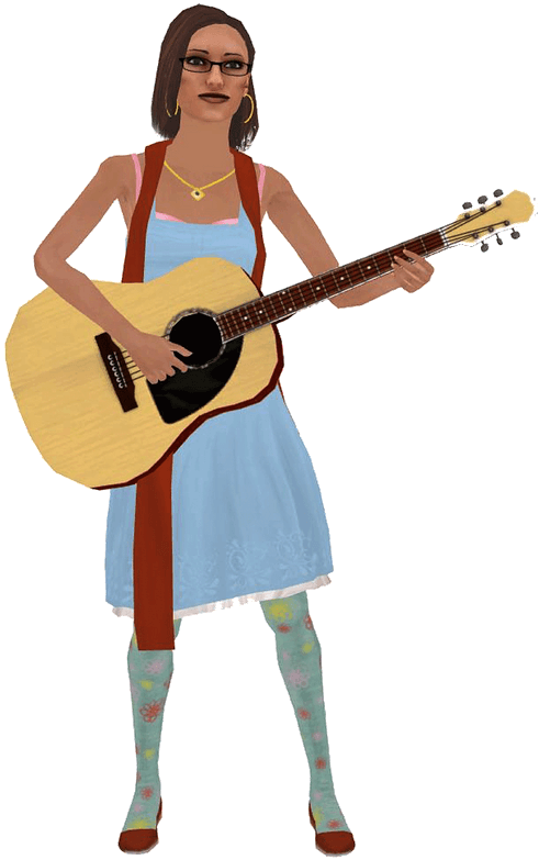 Female Guitarist Cartoon Character