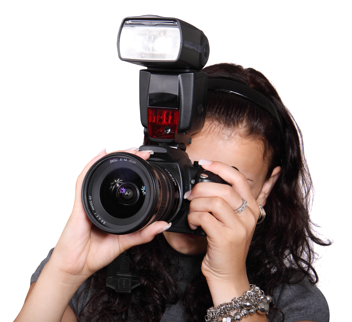 Female_ Photographer_ With_ Camera_ Flash