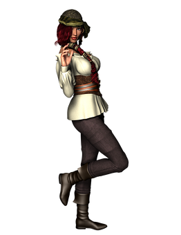 Female Pirate Character Pose PNG with transparent background