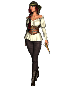 Female Pirate Character3 D Model PNG with transparent background