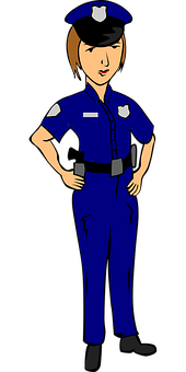 Female Police Officer Cartoon Illustration PNG with transparent background
