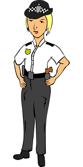Female Police Officer Cartoon Illustration PNG with transparent background