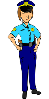 Female Police Officer Cartoon Illustration PNG with transparent background