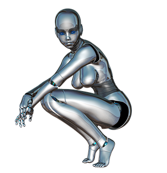 Female Robot Crouching Pose