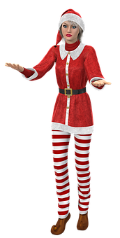Female Santa Costume Pose PNG with transparent background