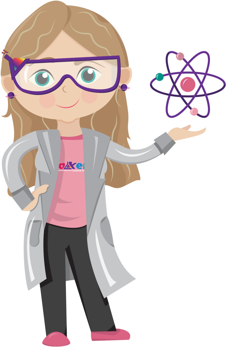 Female Scientist Cartoonwith Atom