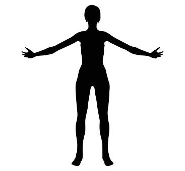 Female Silhouette Spread Arms PNG with transparent background