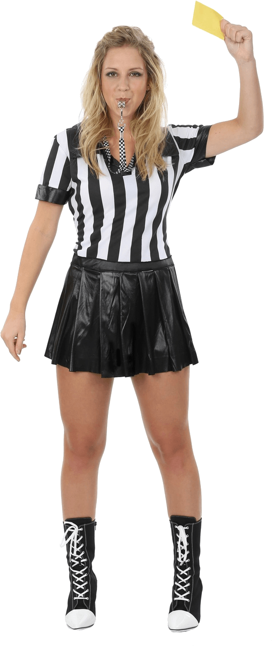 Female Soccer Referee Yellow Card