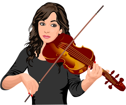 Female Violinist Vector Illustration PNG with transparent background