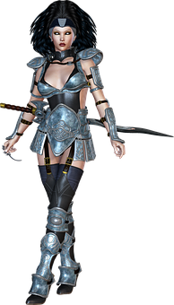 Female Warriorin Armor PNG with transparent background
