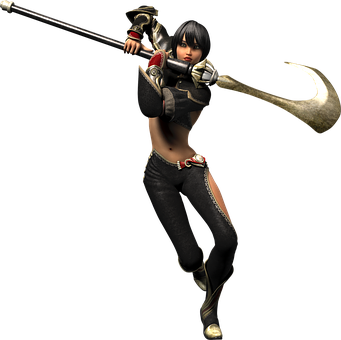 Female Warriorwith Halberd PNG with transparent background